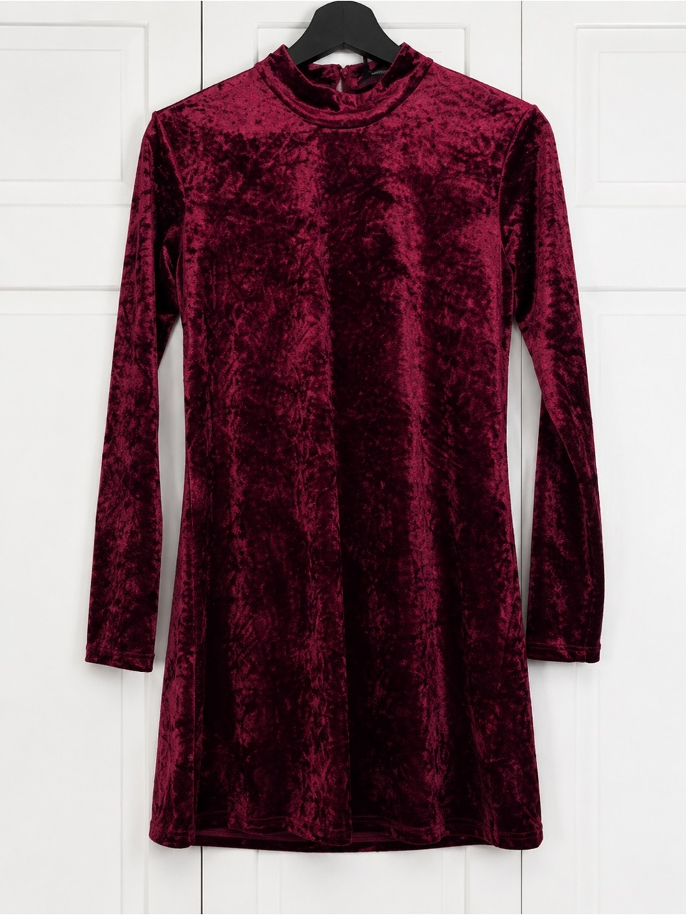 Forever 21 Mini Dress Burgundy Crushed Velvet Mock Neck Small Holiday Party